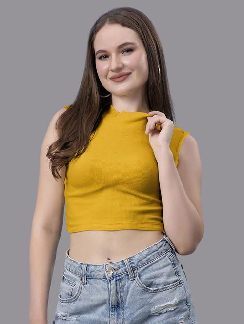 women solid sleeveless crop top - 21571386 - Very Small Image - 1