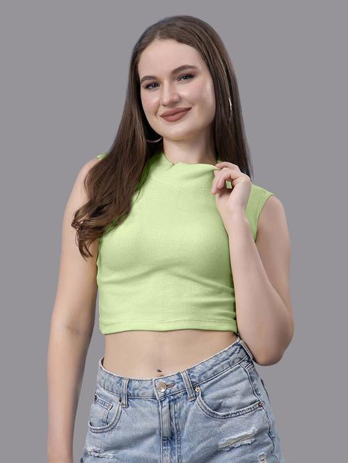 women solid sleeveless crop top - 21571388 - Very Small Image - 1