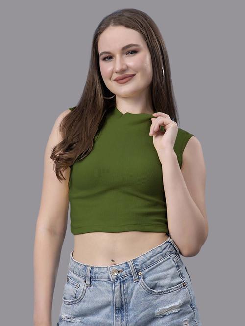 women solid sleeveless crop top - 21571389 - Very Small Image - 1