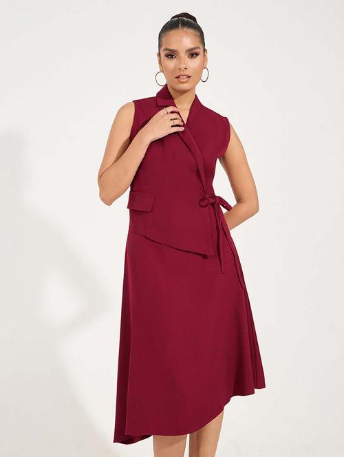 women red solid a-line dress - 21571401 - Very Small Image - 1