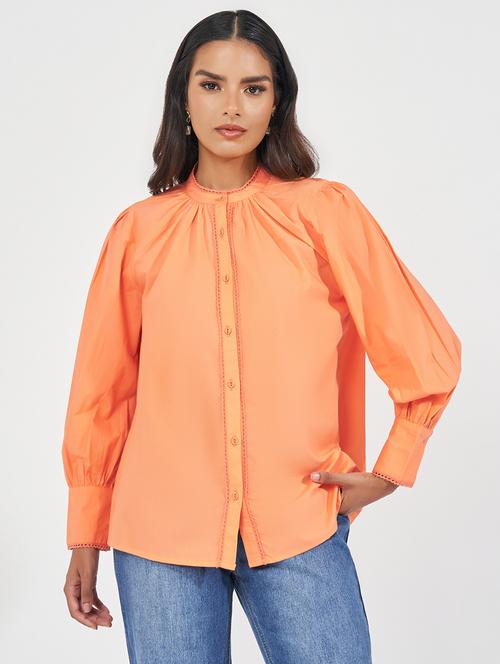 women orange solid regular shirt - 21571457 - Very Small Image - 1