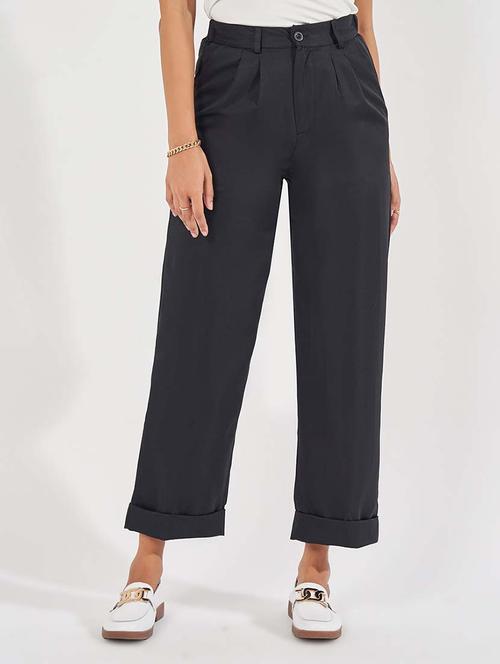 women mid-rise solid wide leg trouser - 21571463 - Very Small Image - 1