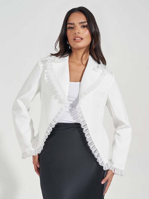 women white solid casual blazer - 21571471 - Very Small Image - 1