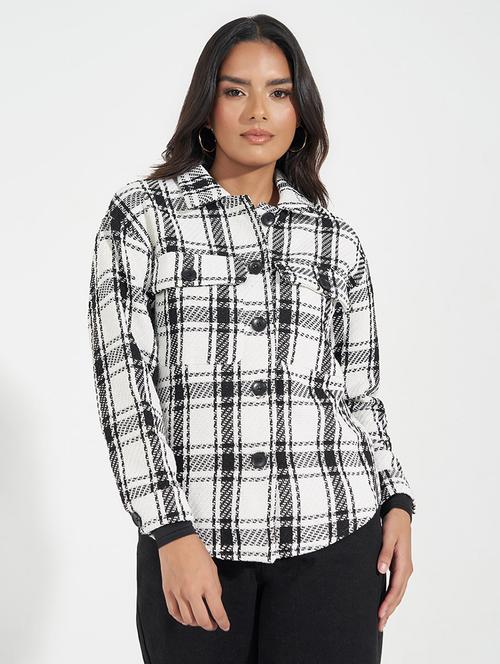 women white checkered regular shacket - 21571480 - Very Small Image - 1