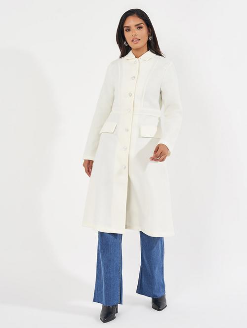 women full sleeve solid overcoat  - 21571503 - Very Small Image - 1
