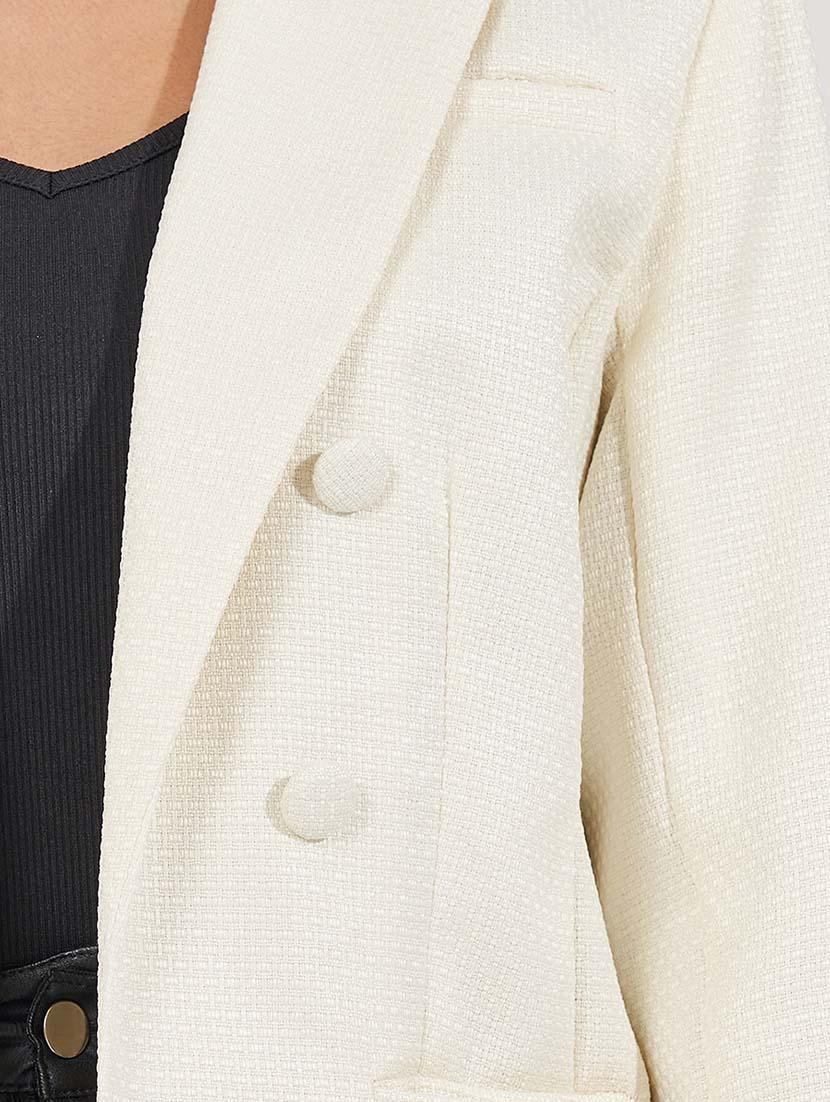 women beige solid double breasted blazer - 21571532 - Zoom Image - 3