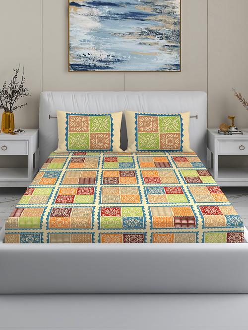 modefe 144 tc cotton 1 king bedsheet with 2 pillow covers - 21571574 - Very Small Image - 1