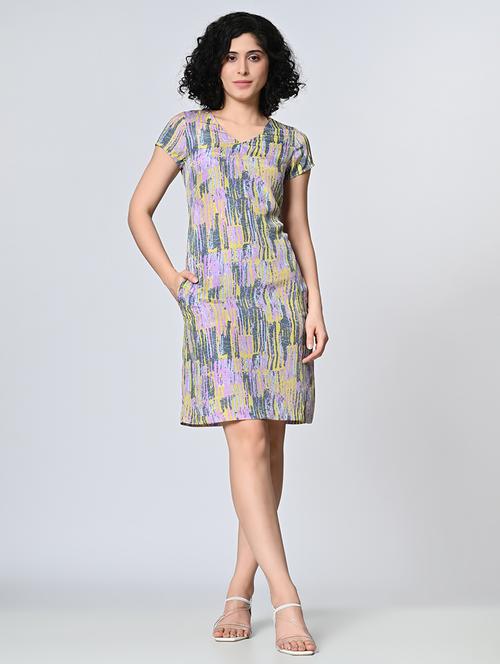 women printed short sleeve shift dress - 21571965 - Very Small Image - 1