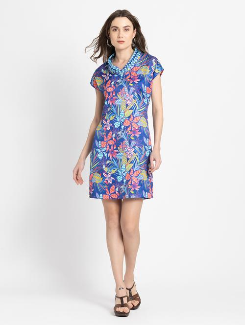 women printed cowl neck shift dress - 21572762 - Very Small Image - 1