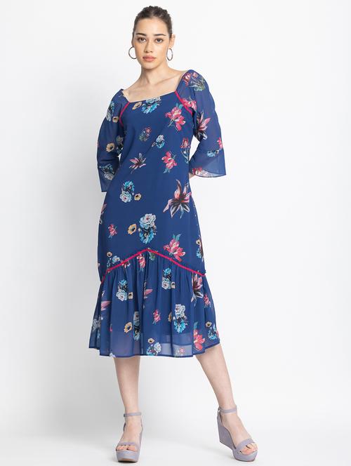 women floral print bell sleeve tiered dress - 21572785 - Very Small Image - 1