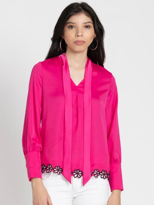 women pink solid a line top - 21573033 - Very Small Image - 1
