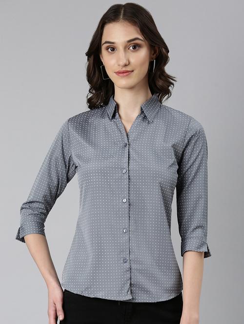 women polka doted collared regular shirt - 21573046 - Very Small Image - 1