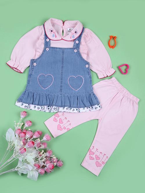 girls embroidered dungarees twin set - 21573258 - Very Small Image - 1