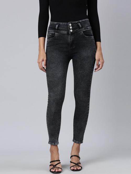 women black denim plain jeans - 21573676 - Very Small Image - 1