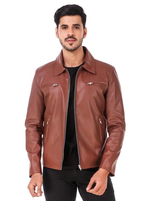 men solid faux leather biker jacket - 21574072 - Very Small Image - 1