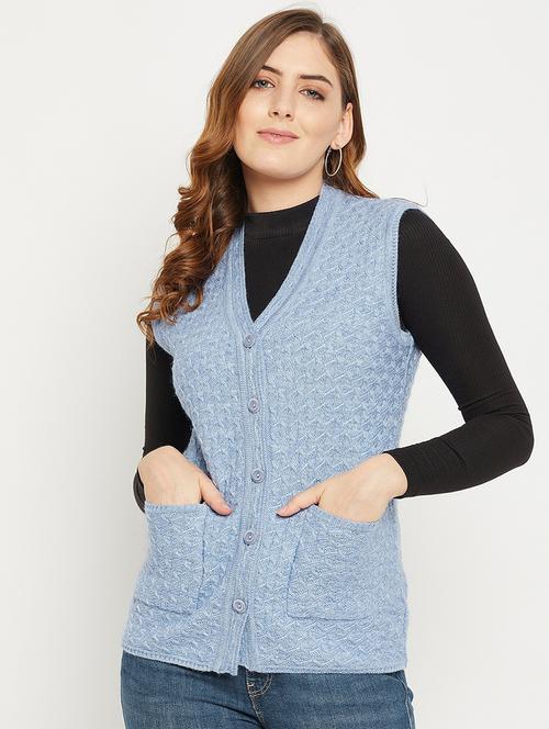 women self design sleeveless cardigan - 21574852 - Very Small Image - 1