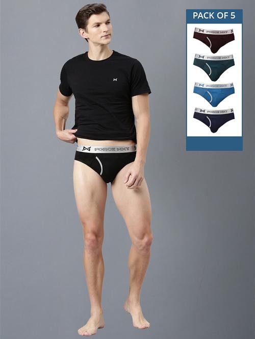 men pack of 5 solid hipster briefs - 21575272 - Very Small Image - 1