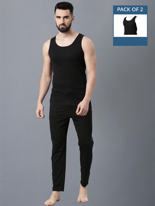men pack of 2 solid black vest - 21575453 - Very Small Image - 1