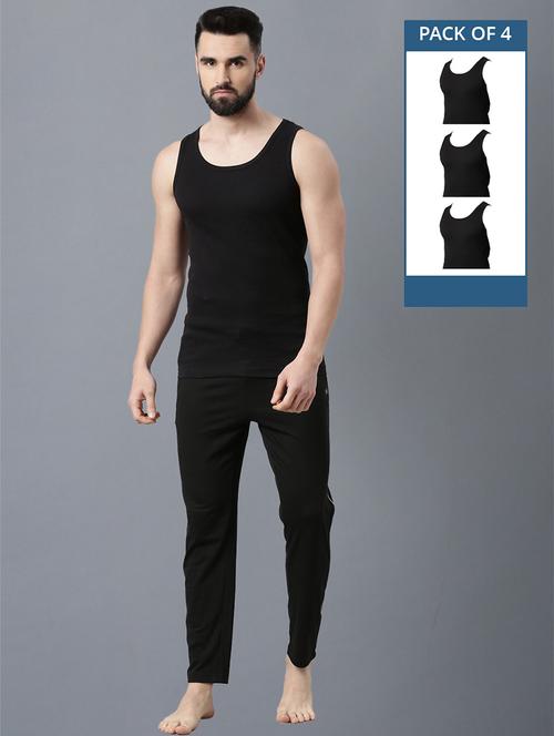 men pack of 4 solid black vest - 21575458 - Very Small Image - 1