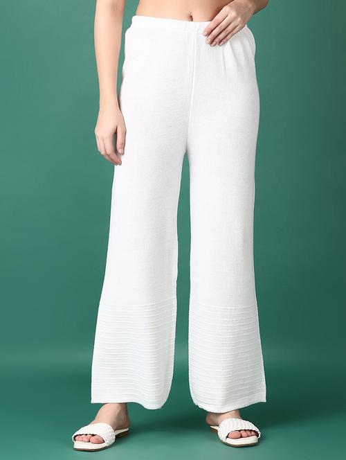 women white solid palazzo - 21575533 - Very Small Image - 1