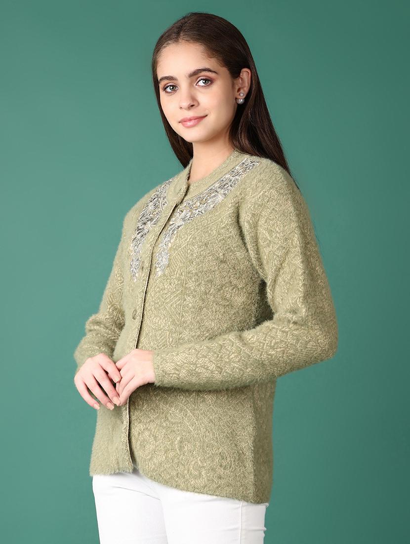 women self design long sleeve cardigan - 21575599 - Standard Image - 2