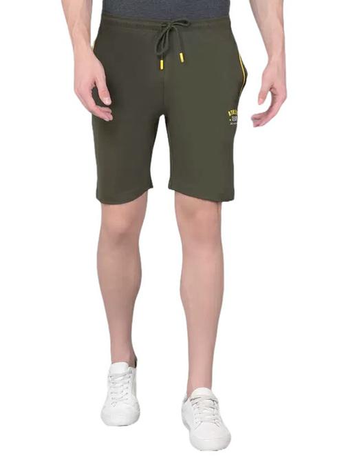 men bottle green mid rise regular fit shorts - 21576050 - Very Small Image - 1