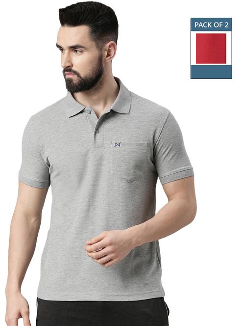 men solid pack of 2 short sleeve t-shirt - 21576308 - Very Small Image - 1