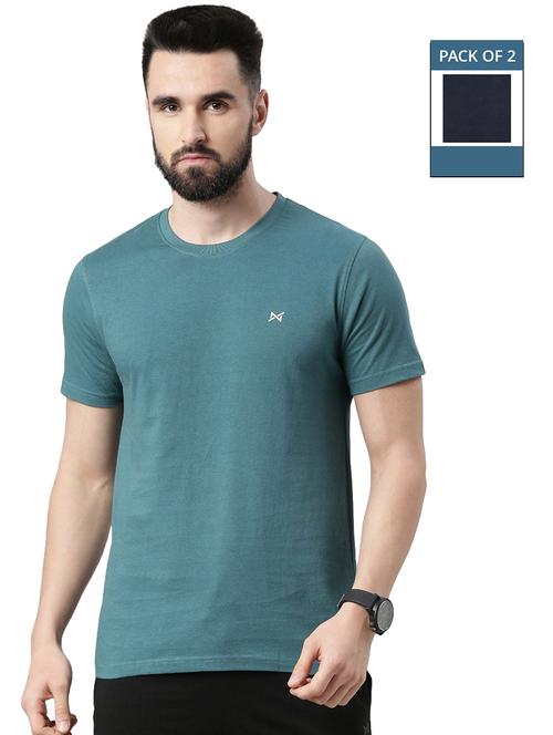 men solid pack of 2 short sleeve t-shirt - 21576368 - Very Small Image - 1