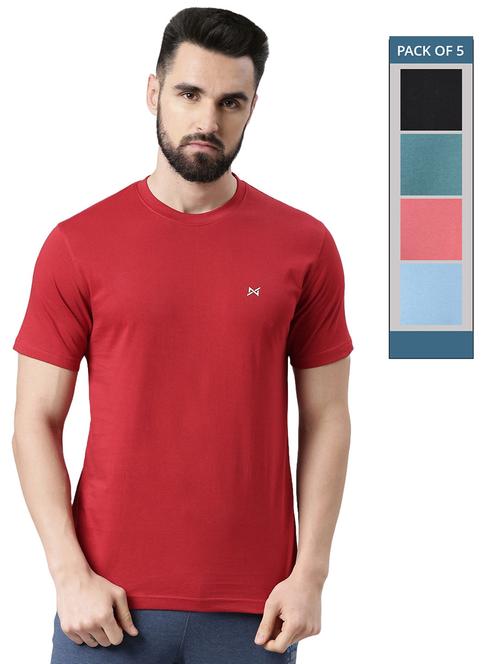 men solid pack of 5 short sleeve t-shirt - 21576400 - Very Small Image - 1