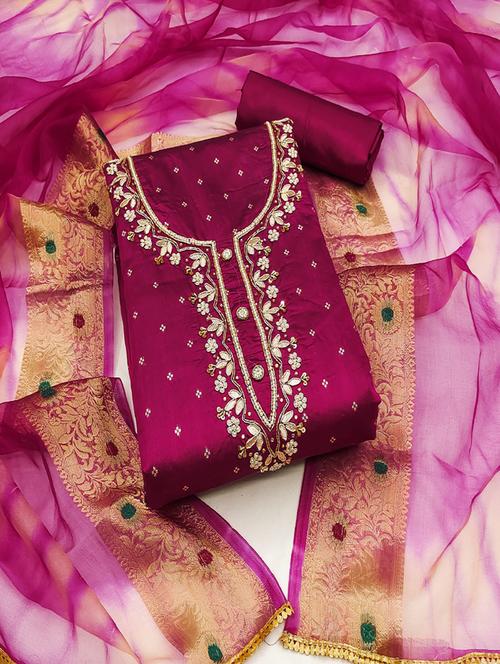 women embellished unstitched suit set - 21576482 - Very Small Image - 1