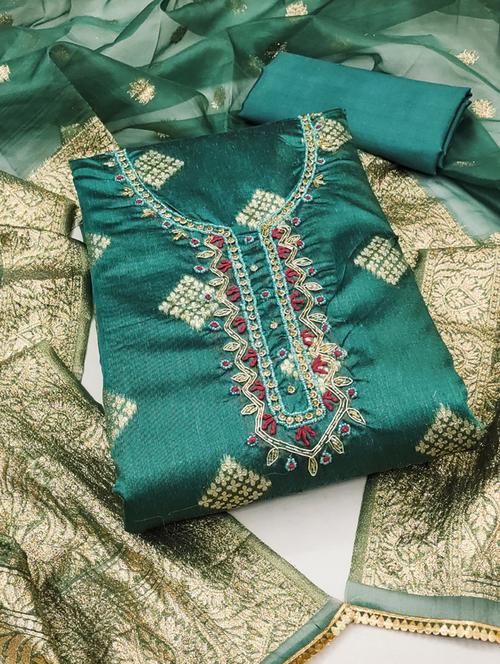 women embellished self design unstitched suit set - 21576637 - Very Small Image - 1