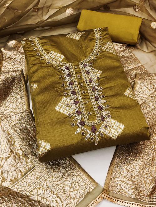 women embellished self design unstitched suit set - 21576638 - Very Small Image - 1