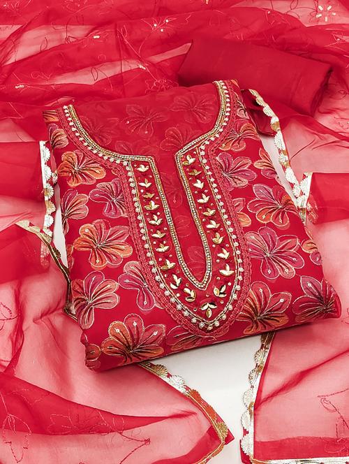 women floral print unstitched suit set with embroidery - 21576640 - Very Small Image - 1