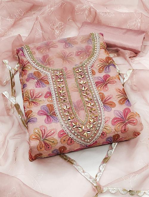 women floral print unstitched suit set with embroidery - 21576642 - Very Small Image - 1