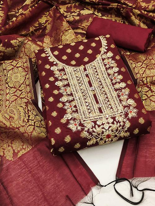 women embroidered 3-piece unstitched dress material  - 21576670 - Very Small Image - 1