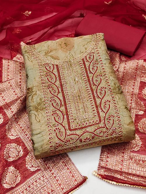 women embroidered 3-piece unstitched dress material  - 21576680 - Very Small Image - 1