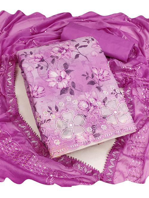 women floral 3-piece unstitched dress material  - 21576774 - Very Small Image - 1