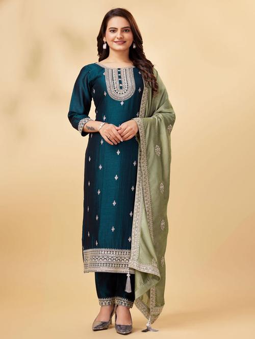 women embroidered unstitched suit set - 21576945 - Very Small Image - 1