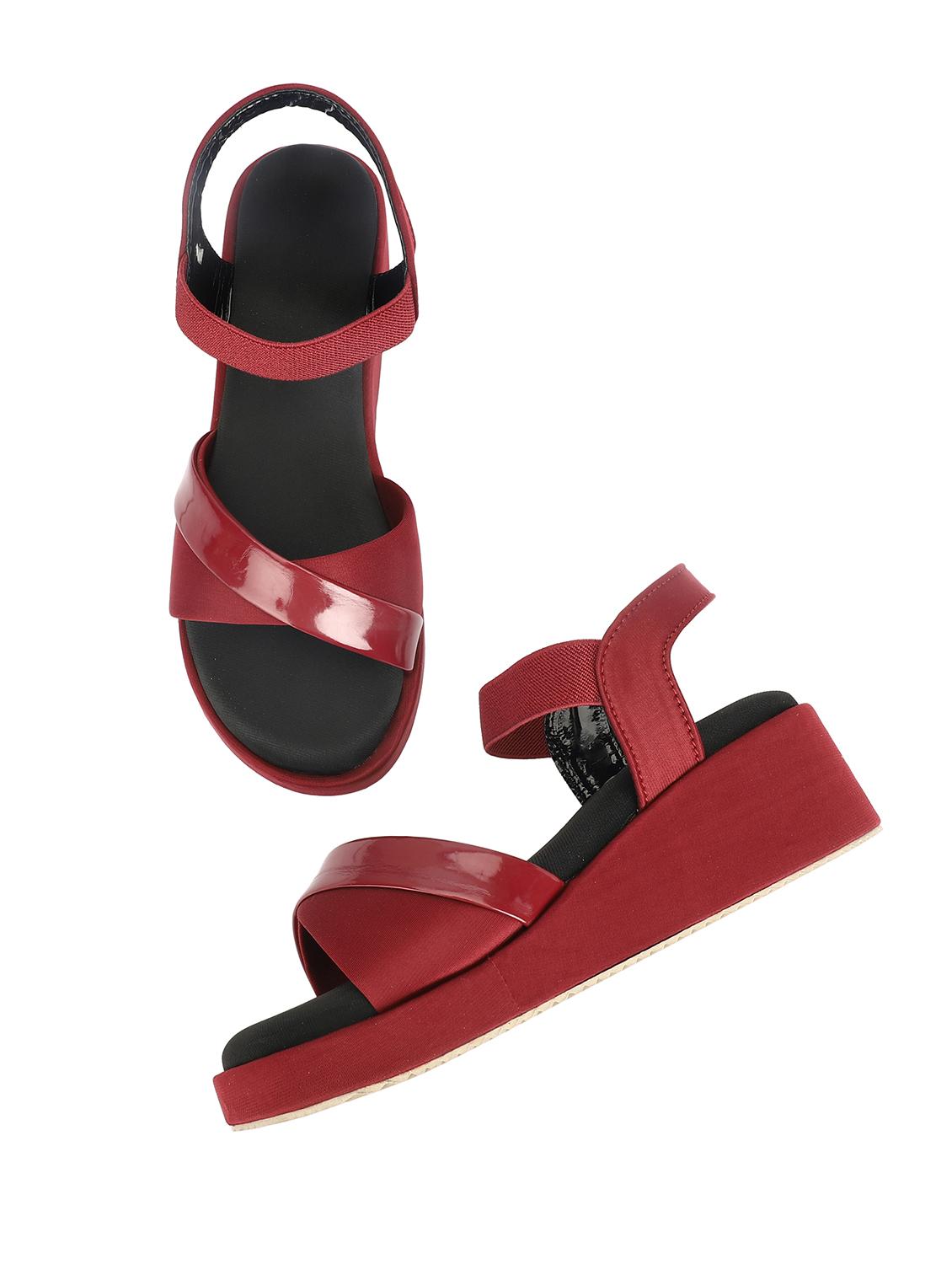 women maroon platforms wedge - 21577304 - Standard Image - 4