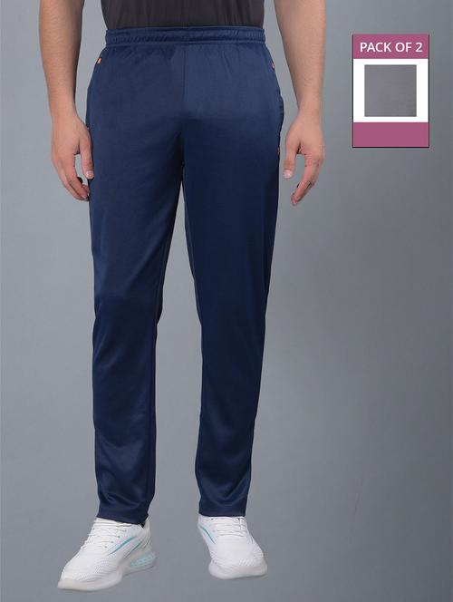 men pack of 2 regular fit solid full length track pants - 21578178 - Very Small Image - 1