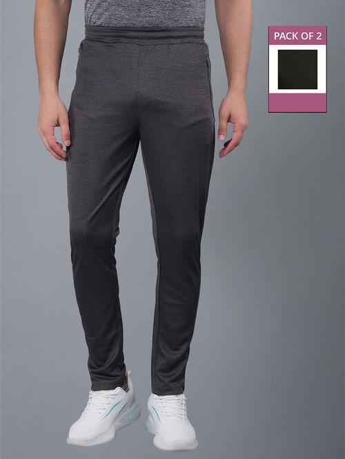 men pack of 2 regular fit solid full length track pants - 21578184 - Very Small Image - 1