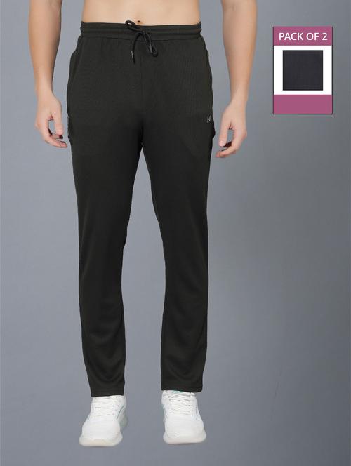 men pack of 2 regular fit solid full length track pants - 21578200 - Very Small Image - 1