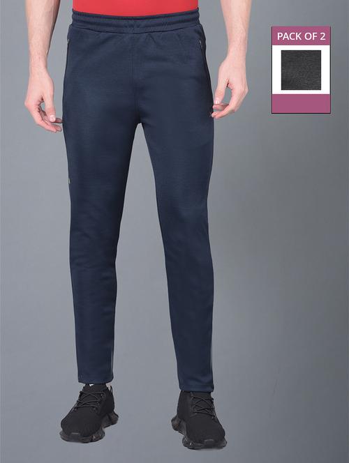 men pack of 2 regular fit solid full length track pants - 21578218 - Very Small Image - 1