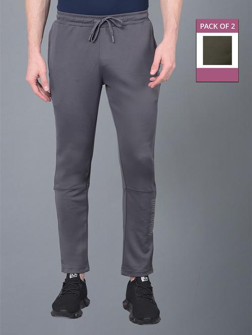 men pack of 2 regular fit solid full length track pants - 21578227 - Very Small Image - 1