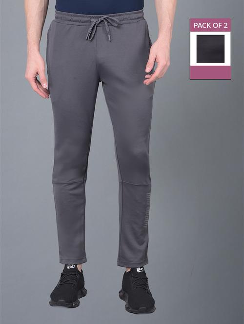 men pack of 2 regular fit solid full length track pants - 21578229 - Very Small Image - 1