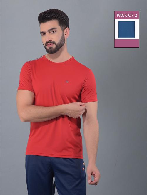 men pack of 2 solid regular fit short sleeves sports t-shirts - 21578255 - Very Small Image - 1