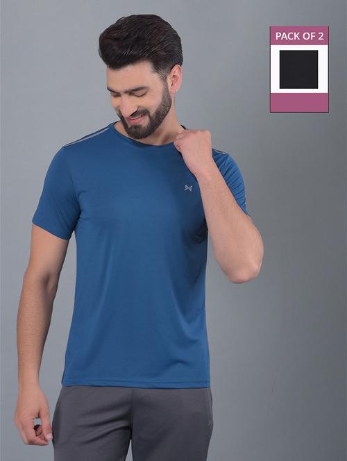 men pack of 2 solid regular fit short sleeves sports t-shirts - 21578256 - Very Small Image - 1