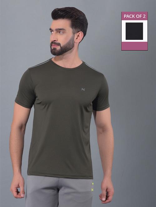 men pack of 2 solid regular fit short sleeves sports t-shirts - 21578257 - Very Small Image - 1