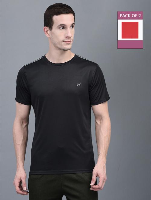 men pack of 2 solid regular fit short sleeves sports t-shirts - 21578258 - Very Small Image - 1