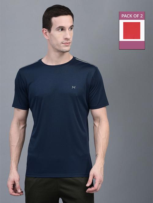 men pack of 2 solid regular fit short sleeves sports t-shirts - 21578259 - Very Small Image - 1